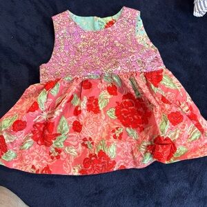 Floral Pink and Red Baby Dress